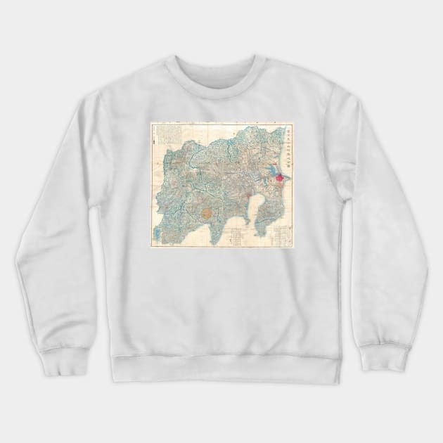 Vintage Map of Tokyo and Mt. Fuji Japan (1843) Crewneck Sweatshirt by Bravuramedia